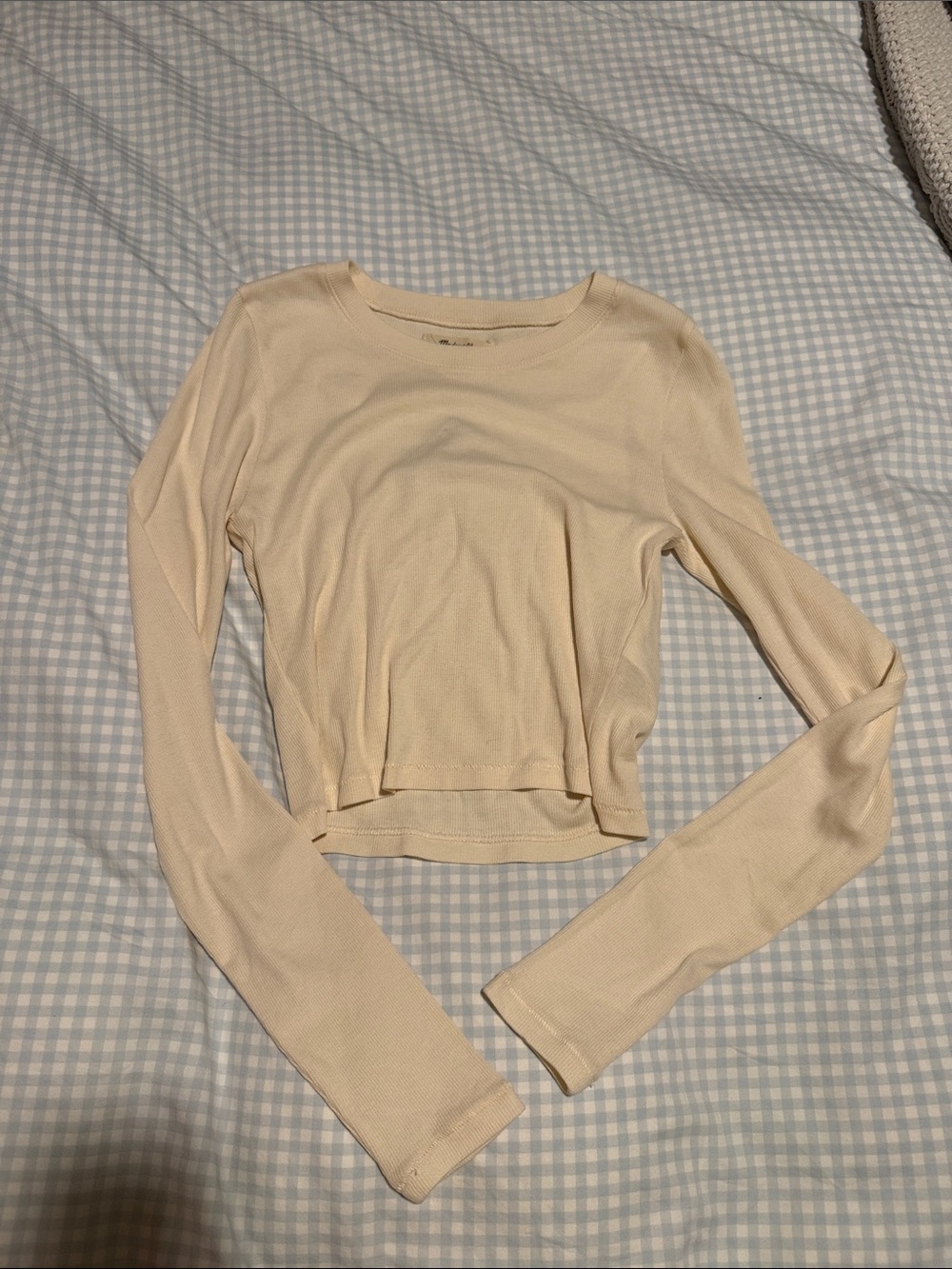 Long Sleeve Crop Top - Cream